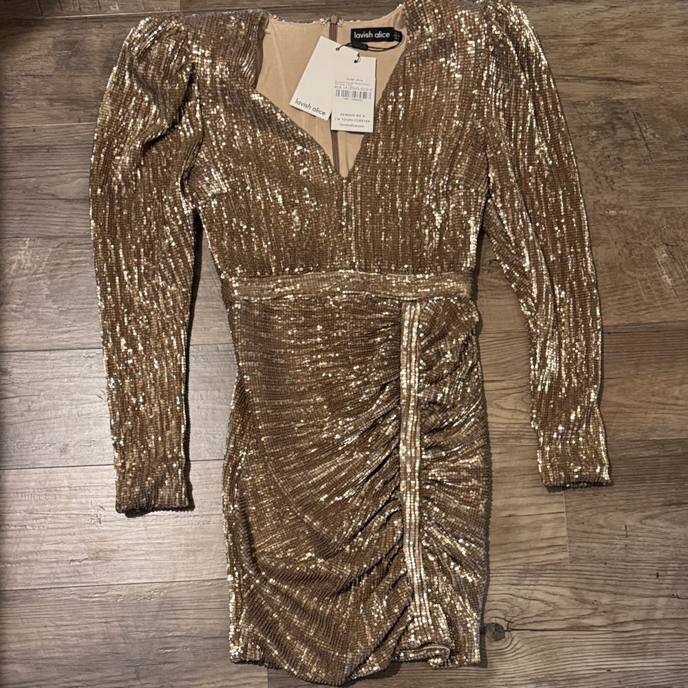 Lavish Alice Metallic Long Sleeve Dress
